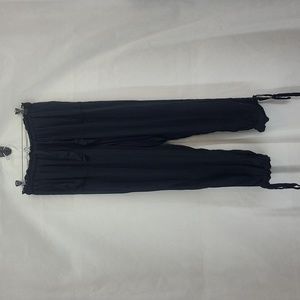 LULUS Black Sebastian Cotton Rayon Blend Cropped Ankle Tie Jogger Pants